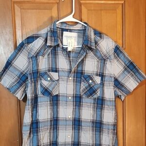 Aeropostale Blue and Gray Casual Button Down Shirt
